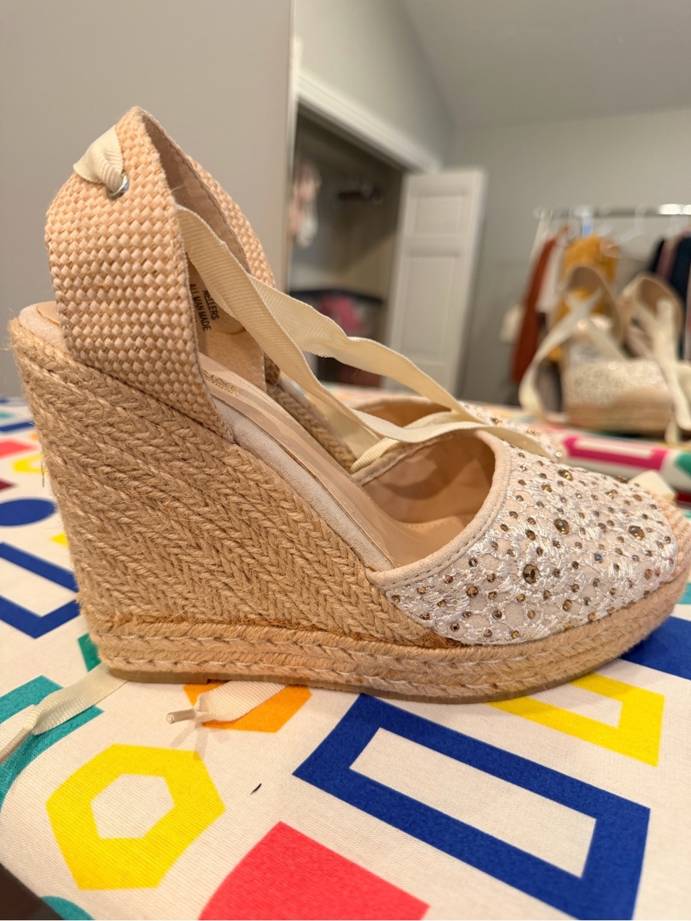 Catherine Malandrino Nellers Lace Up Espadrille Sandals Embellished Lace Size 9